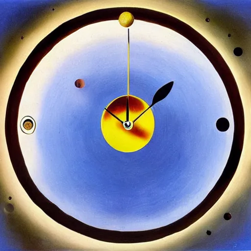 Image similar to planets in a pan looking like a clock by salvador dali painting