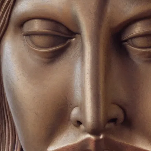 Prompt: da vinci face close - up, photorealistic, 4 k, detailed.