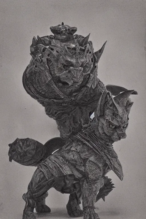 Image similar to battle cat from masters of the universe, portrait, full body, symmetrical features, silver iodide, 1 8 8 0 photograph, sepia tone, aged paper, sergio leone, master prime lenses, cinematic