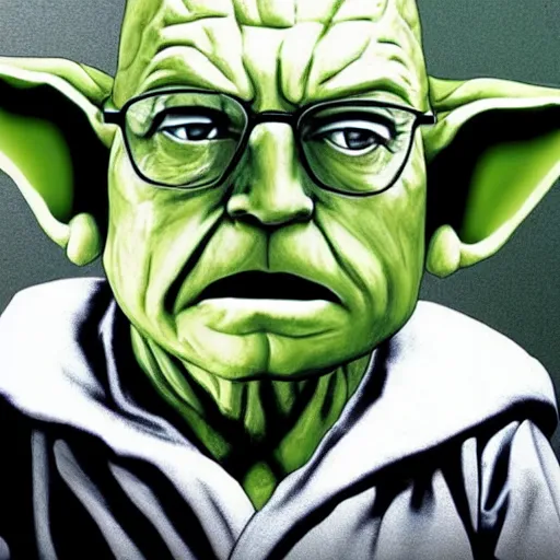 Image similar to Walter white as Yoda, punk rock, retro futuristic