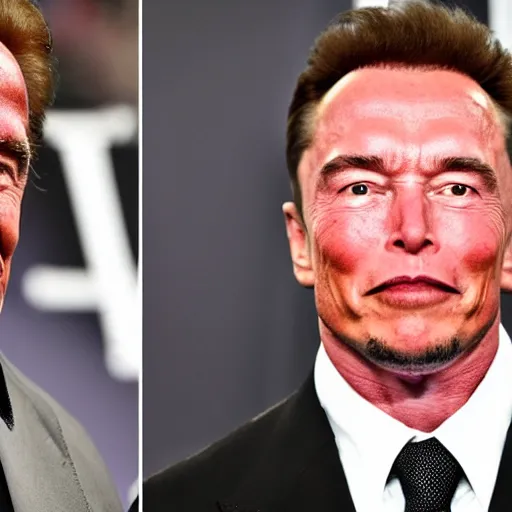 Prompt: body of arnold schwarzenegger with the head of elon musk