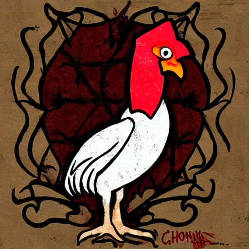 Prompt: vampiric gothic chicken