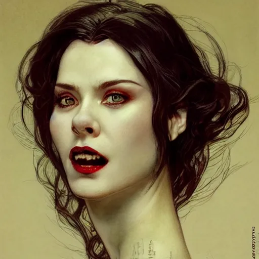 Image similar to portrait of a menacing beautiful vampire, head only, headshot, detailed and clear eyes and mouth, blinding white hair by Stanley Artgerm Lau , greg rutkowski, thomas kindkade, alphonse mucha, loish, norman rockwell, J. C. Leyendecker. hair waving in the wind, pale skin, sinister complexion, thorn crown, image bordered by thorns, thorn background. D&D, fantasy. Trending on artstation rule of thirds extremely detailed illustration hd 4k