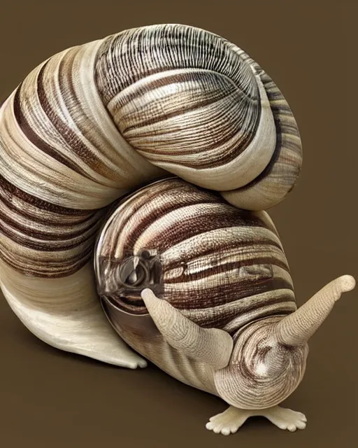 Image similar to snail rabbit, fluffy and unique, bizarre, high detail