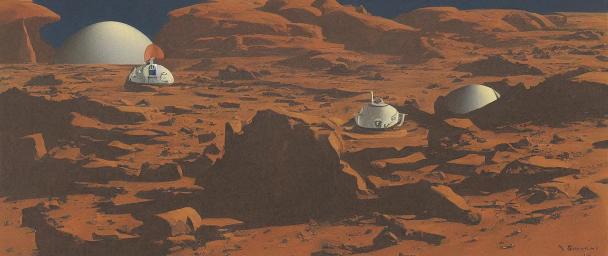 Image similar to Mars artwork by Chesley Bonestell