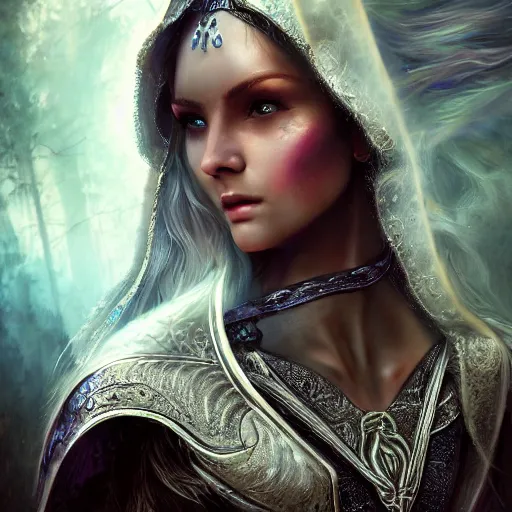 Image similar to a beautiful woman knight, epic fantasy art, mystical, mystic atmosphere, mythology, photo realistic, high detail, ultra realistic, hyper realistic, high definiton, 4 k uhd,