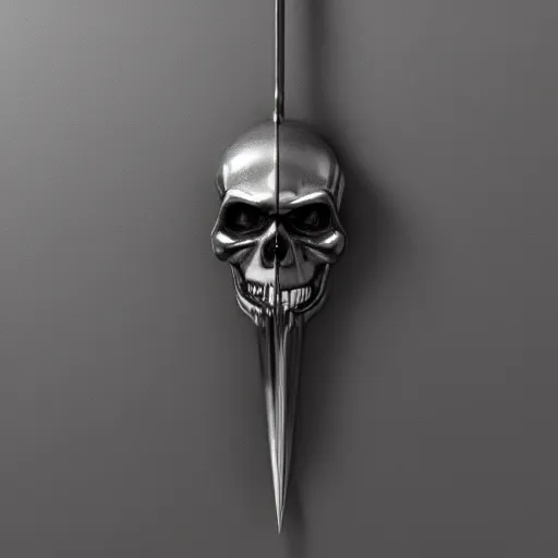 Image similar to a black sword skull handle, ornament, on a gray background, a 3 d render by dom qwek, raytracing, trending on polycount, futurism, hard surface modeling, rendered in maya, artstation hd