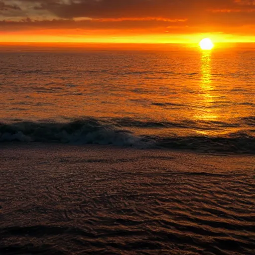 Image similar to sea, wavy, sun at dawn reflecting on the sea cloudy 4 k