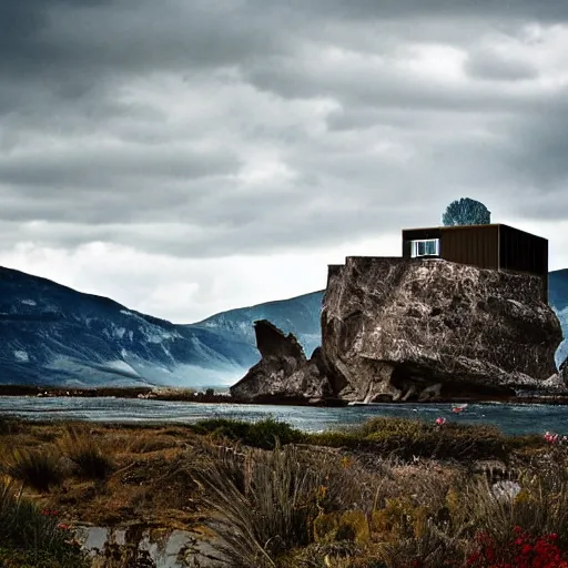 Image similar to a building in a stunning landscape by ken yeang