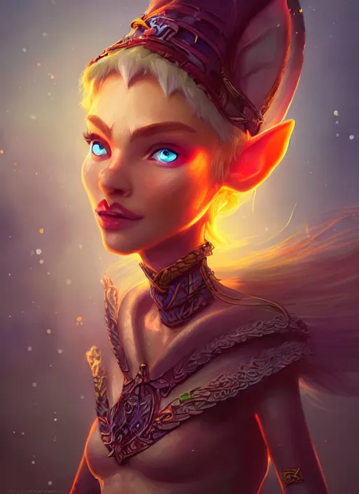 Prompt: beautiful elf warrior, whimsical, portrait in the style of craola, macro lens, shallow depth of field, highly detailed, digital painting, trending artstation, concept art, illustration, cinematic lighting, vibrant colors, photorealism, epic, octane render, magic the gathering artwork, centered