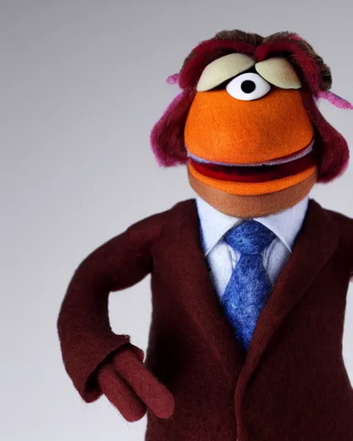 Image similar to saul goodman as a muppet. highly detailed felt. hyper real photo. 4 k.