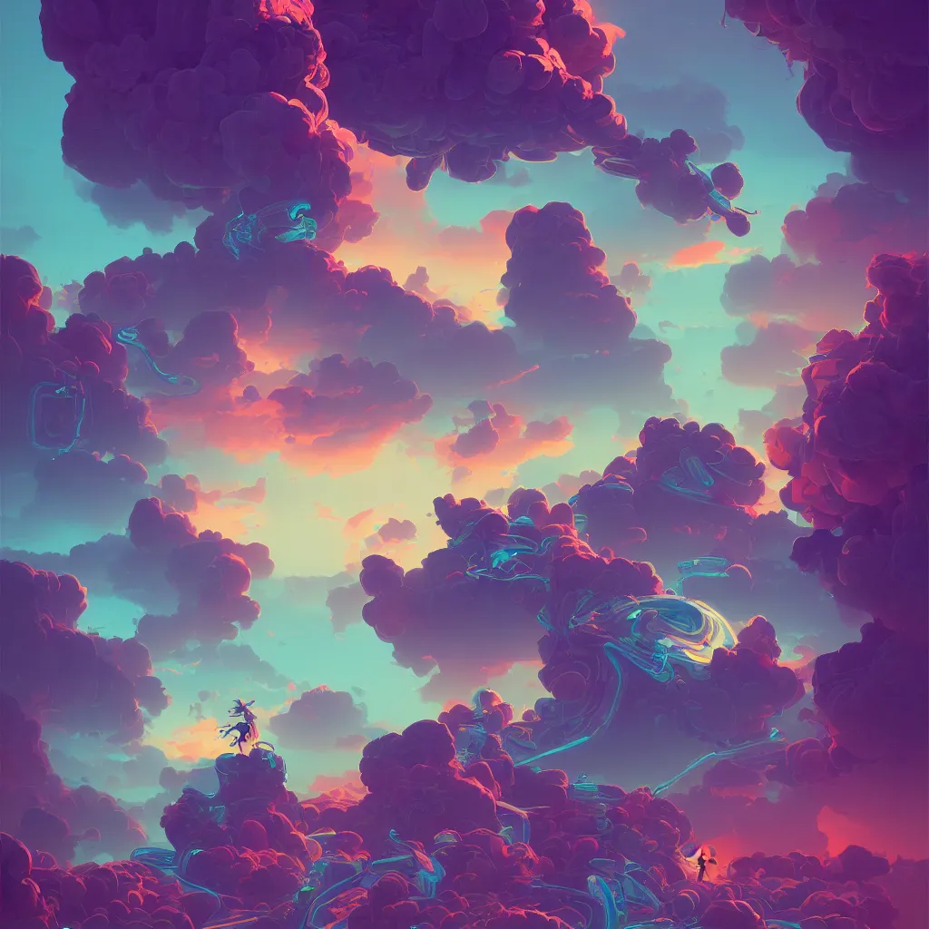 Image similar to a micro-service deployed to a datacenter, road, connector, defence, wall, cloud, security, cyber, attack vector, trending on Artstation, painting by Jules Julien, Leslie David and Lisa Frank and Peter Mohrbacher and Alena Aenami and Dave LaChapelle muted colors with minimalism