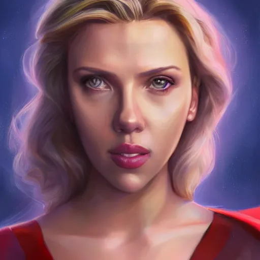 Prompt: portrait of scarlett johansson as supergirl by mandy jurgens