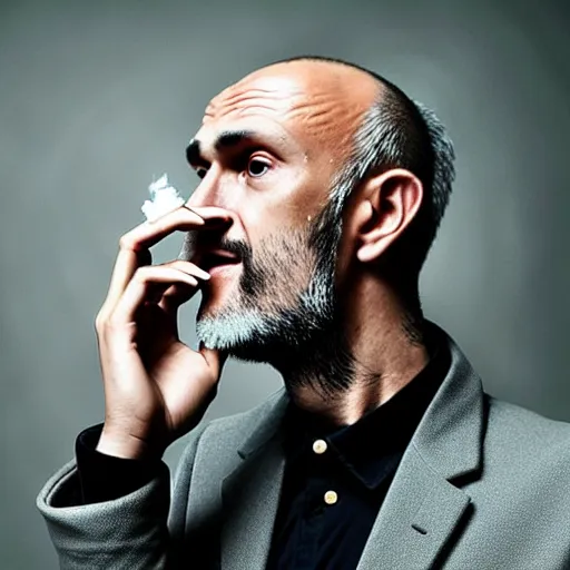 Image similar to very accurate photo, very coherent image, hyper realistic photo of a man holding a cigarette in a hand, by Omar Reda, Tim Booth, award-winning shot