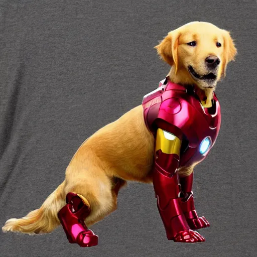 Prompt: a golden retriever as iron man