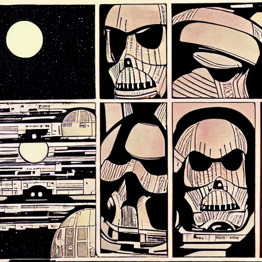 Image similar to the death star by frank miller