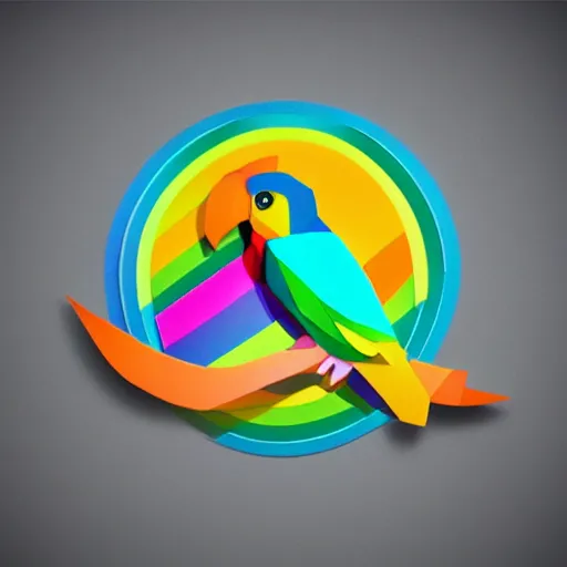 Prompt: isometric vector low poly rainbow parrot icon, white background, cgsociety, volumetric, lighting