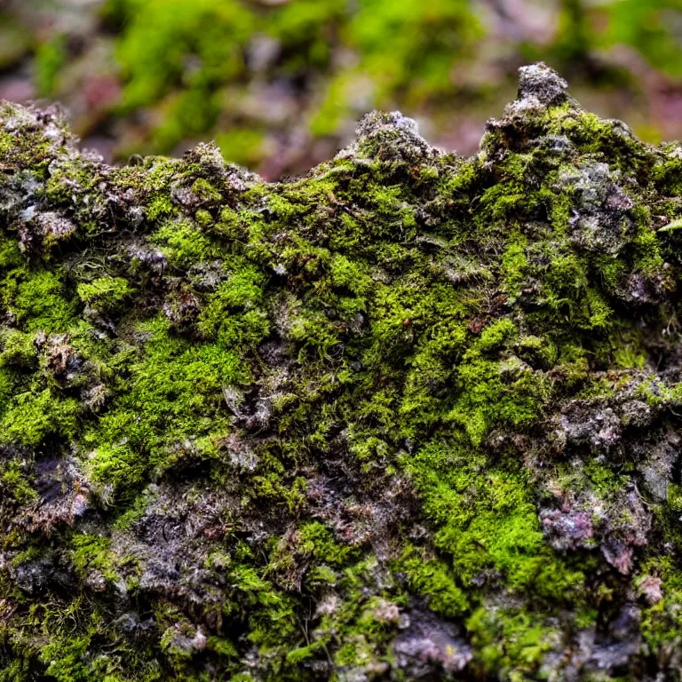 Image similar to a lichens and moss close-up various fungus, mushrooms and plants, Atmospheric phenomenon, artistic photography, muted colors, conceptual, long exposure outside the city