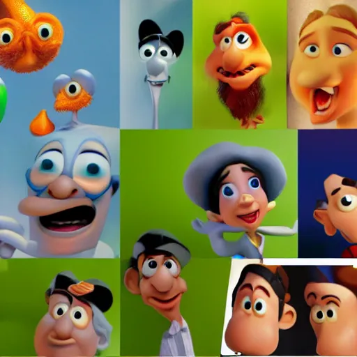 Prompt: pixar marx brothers, movie stills, subsurface scattering,