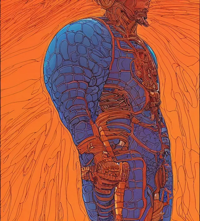 Image similar to an a. i god in the flesh in the style of jean giraud in the style of moebius trending on artstation deviantart pinterest detailed realistic hd 8 k high resolution
