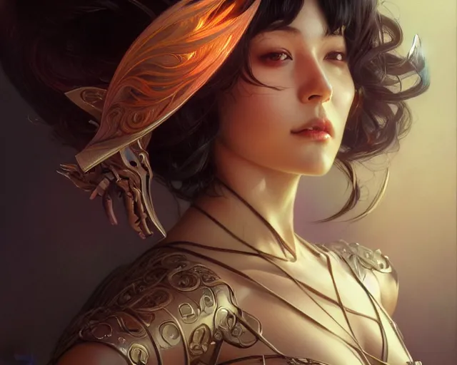 Image similar to photography of hajime sorayama, deep focus, d & d, fantasy, intricate, elegant, highly detailed, digital painting, artstation, concept art, matte, sharp focus, illustration, hearthstone, art by artgerm and greg rutkowski and alphonse mucha