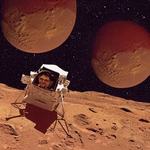 Image similar to extremely detailed photo of carl sagan in mars, detailed face