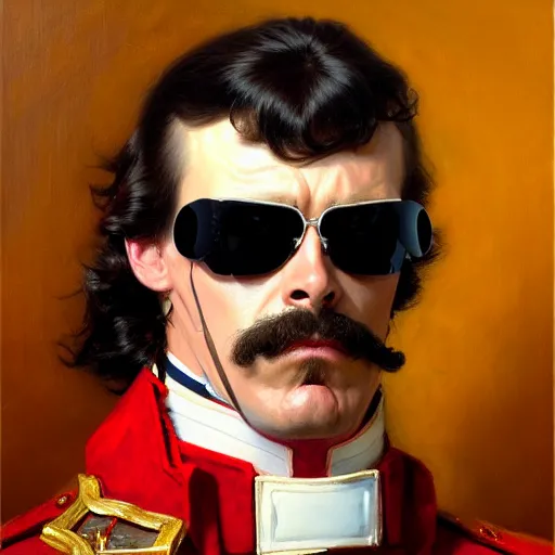 Prompt: drdisrespect as napoleon, wearing sport sunglasses, breath taking, dignified, highly detailed painting by gaston bussiere, j. c. leyendecker, greg rutkowski, craig mullins, 8 k