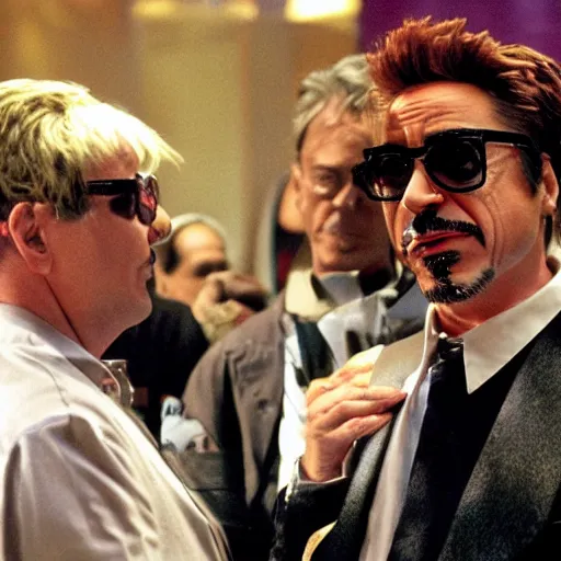 Image similar to robert downey jr. starring in weekend at bernie's 3 - bernie in a vegas casino.