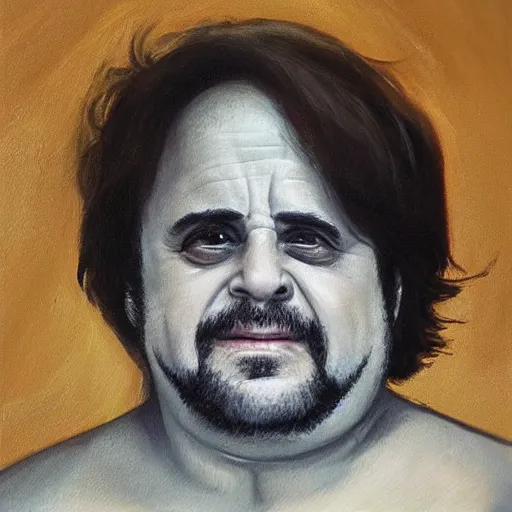 Image similar to danny devito as a greek god, masterpiece oil painting, trending on artstation