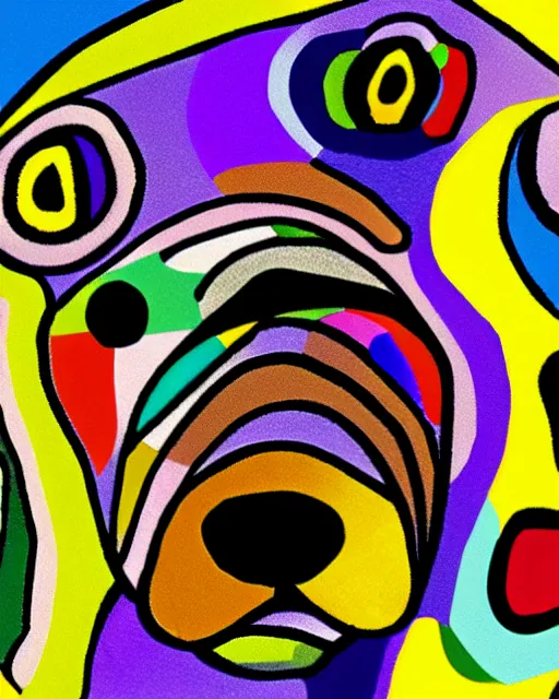 Prompt: closeup of a puppy's face, in the style of wassily kandinsky, digital art, muted color