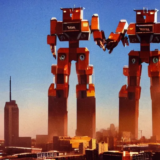 Prompt: the twin towers giant robots