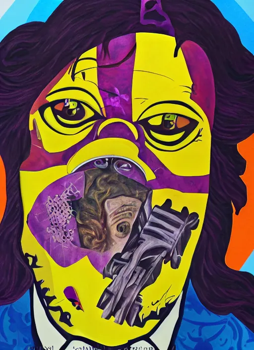 Prompt: leatherface character portrait artwork by Lisa Frank, 4k