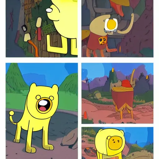 Prompt: adventure time, jake the dog