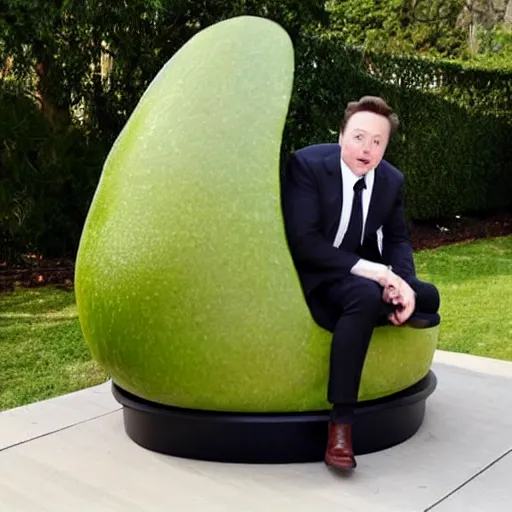 Image similar to elon musk as an avocado chair