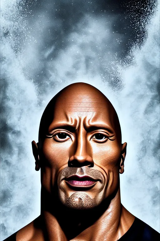 Image similar to a beautiful Dwayne Johnson portrait, with a brilliant, impossible striking big organic matter subsurface scattering material headpiece, clothes entirely made out of organic subsurface scattering material, symmetrical, dramatic studio lighting, rococo, baroque, jewels, asian, hyperrealism, closeup, D&D, fantasy, intricate, elegant, highly detailed, digital painting, artstation, octane render, 8k, concept art, matte, sharp focus, illustration, art by Artgerm and Greg Rutkowski and Alphonse Mucha