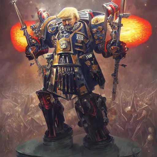 Image similar to donald trump as the emperor of humanity from warhammer 40k made by stanly artgerm lau wlop rossdraws james jean andrei riabovitchev marc simonetti