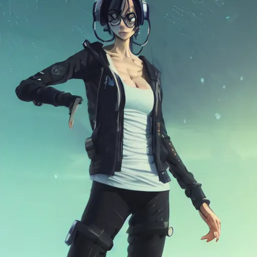 Prompt: nami one piece streetwear, techwear, cyberpunk style outfit, scifi, blue side lighting, full body, nose piercing, detailed portrait, intricate complexity, by greg rutkowski, artgerm, ross tran, conrad roset, takato yomamoto, ilya kuvshinov. 4 k, beautiful, aesthetic octane render, aesthetic octane render, cinematic dramatic atmosphere