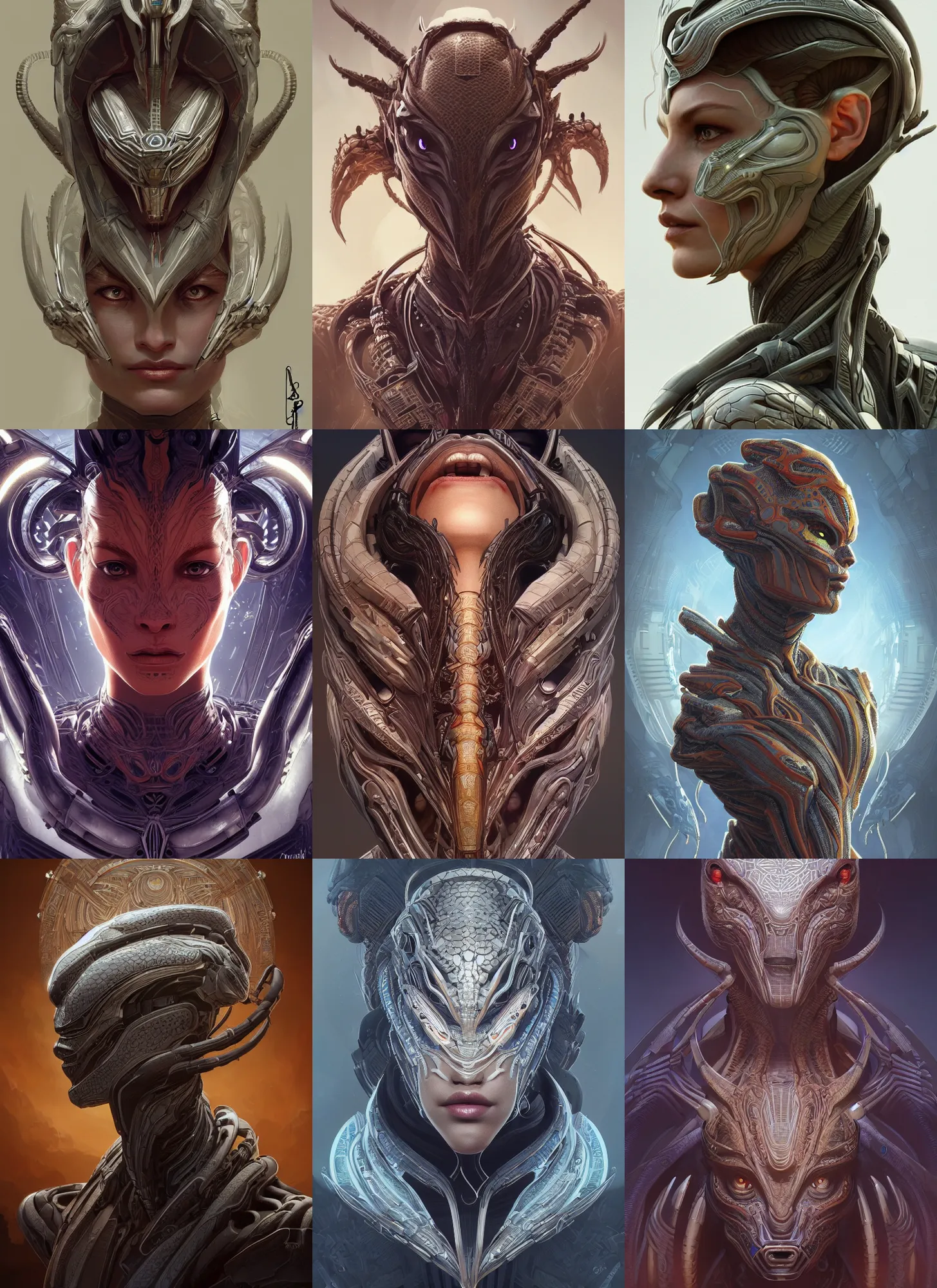 symmetry!! portrait of snake alien in the style of | Stable Diffusion ...