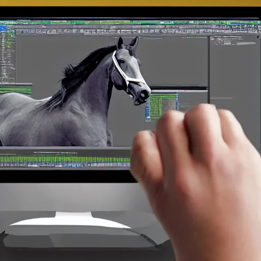 Image similar to photo of a person using a 3 d modelling program on their computer to model a horse