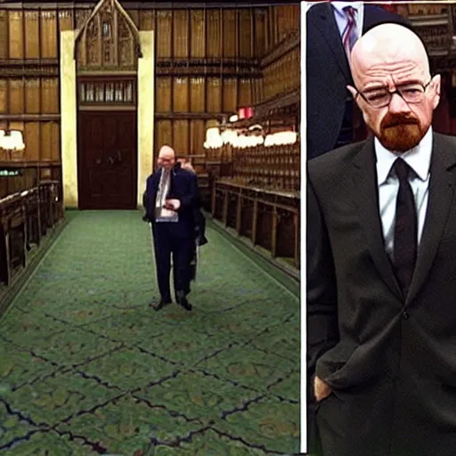 Image similar to Walter white inside the House of Commons