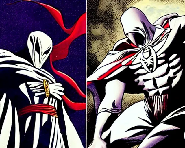 Image similar to still of moon knight vs dr. strange, in the tv marvel series moon knight