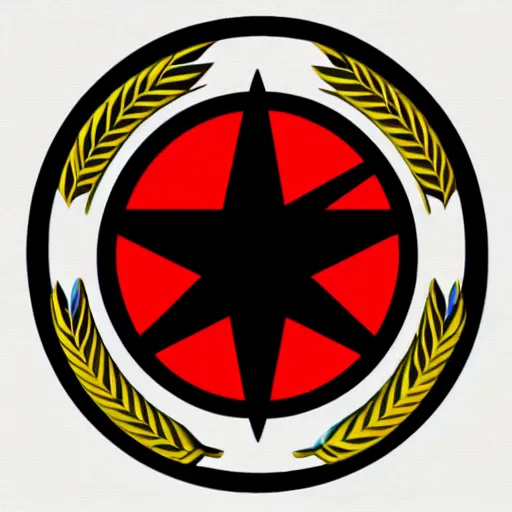 Image similar to A reimagined NATO logo, involving a military helmet and a thumbs up