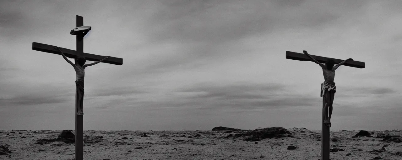 Image similar to the crucifixion of spongebob, national geographic, canon 5 0 mm, cinematic lighting, photography, retro, film, kodachrome