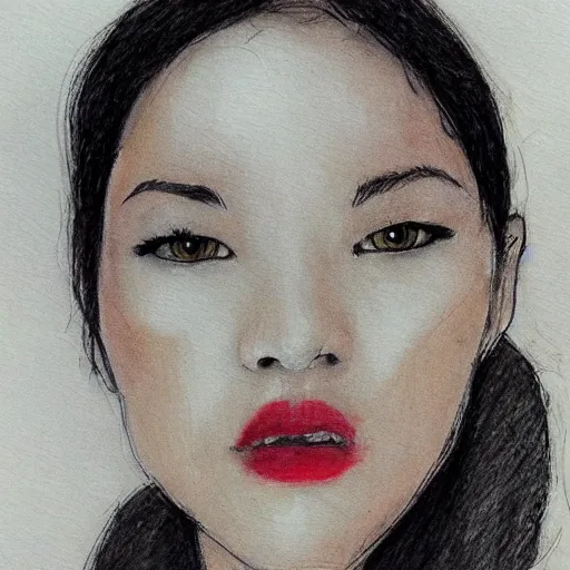 Image similar to a masterpiece sketch of the perfect face by monica lee