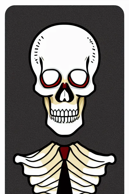 Prompt: A portrait of a skeleton in a suit, sticker, colorful, illustration, highly detailed, smooth and clean vector curves, no jagged lines, vector art, smooth