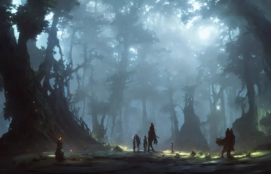 Prompt: greg manchess concept art of a the elderwood dimension, key visual, ambient lighting, highly detailed, digital painting, artstation, concept art, sharp focus, by makoto shinkai and akihiko yoshida and hidari and wlop and greg rutkowski