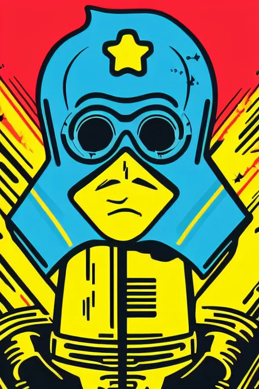 Image similar to fallout 7 6 retro futurist illustration art by butcher billy, sticker, colorful, illustration, highly detailed, simple, smooth and clean vector curves, no jagged lines, vector art, smooth andy warhol style