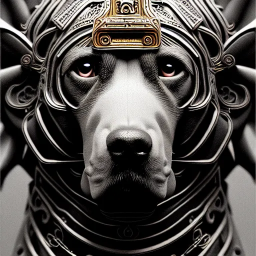 Image similar to dog as a god, very detailed face, detailed features, fantasy, circuitry, explosion, dramatic, intricate, elegant, highly detailed, digital painting, artstation, concept art, smooth, sharp focus, illustration, art by gustave dore, octane render