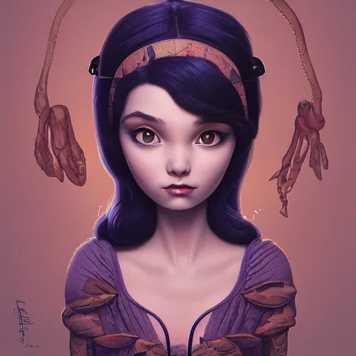 Prompt: Lofi portrait with a small creature, Pixar style by Joe Fenton and Stanley Artgerm and Tom Bagshaw and Tim Burton