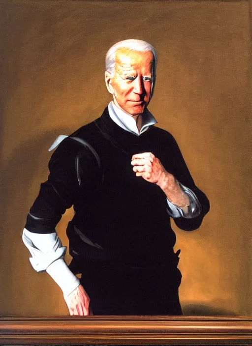 Prompt: painting of a grumpy joe biden in the style of caravaggio